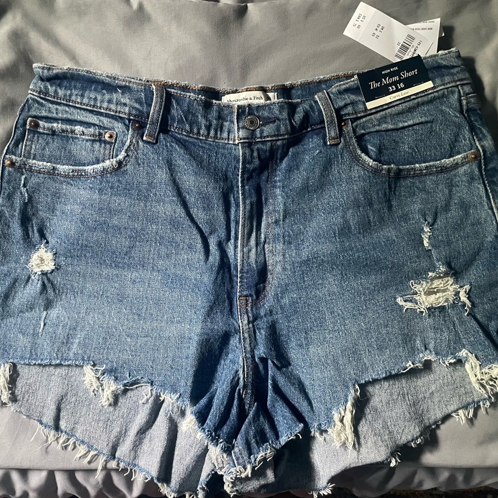 Abercrombie & Fitch Blue Distressed Mom Shorts
